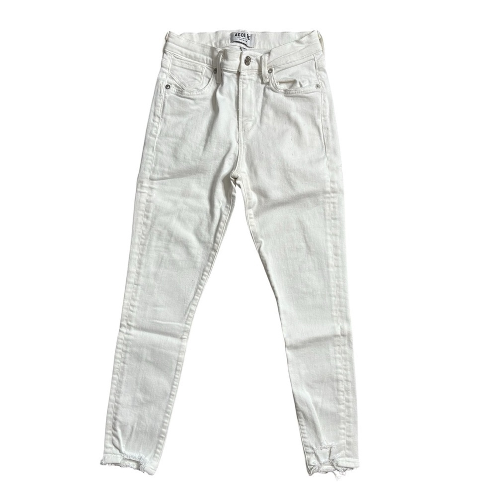 Agolde White Raw Hem High Rise Ankle Distressed Jeans Size 24